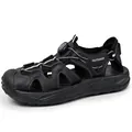 Black men's outdoor summer sandals featuring an adjustable rotary buckle and closed-toe design - 38 / Black