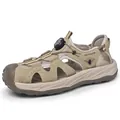 Men's outdoor summer beach sandals in khaki featuring a quick-adjust rotating buckle system - 38 / Khaki
