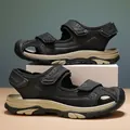 Men's black closed-toe outdoor sandals with breathable mesh and adjustable straps - 38 / Black