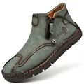 Men's outdoor high-top leather Martin boot in sage green with hand stitching - 38 / Green