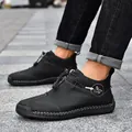 Hand-stitched black outdoor leather mid-top boots with zipper closure and side logo - 38 / Hand-Stitched Mid-Top Boots / Black