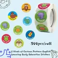 Macro view of 8 cartoon animal reward stickers and a 500pcs sticker roll for kids - Cartoon Animal (C160) / 25mm 500 Pcs/Roll