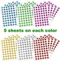 Macro detail showing 6 different colors of holographic glitter star stickers, 5 sheets each - 6-Color Mix