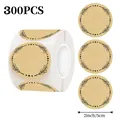 Étiquettes décoratives rondes en papier kraft motif couronne 300 pièces rouleau 5cm - Bordure Botanique (C865) / 300 Pièces/Paquet