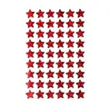 Sheet of 54 red holographic star reward stickers for kids with glitter laser effect - 15x10cm / 1 Sheet (54 Pieces) / Red