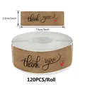 Adesivi grazie in carta kraft, 2,5x7,5 cm, 120 pezzi per rotolo per confezioni regalo. - Stile c504 Cuore a Mano / 120 Pezzi/Confezione