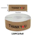 Rotolo da 120 pezzi adesivi di ringraziamento in carta kraft marrone con cuore rosso. - Stile c505 Cuore Rosso Grassetto / 120 Pezzi/Confezione