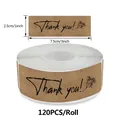Rotolo di 120 adesivi Thank You in carta kraft per buste regalo e confezioni forno - Stile c506 Botanico Floreale / 120 Pezzi/Confezione