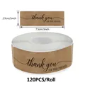 Rouleau de 120 autocollants de remerciement en papier kraft brun pour emballage et enveloppes - Style c507 Décor Artistique / 120 Pièces/Paquet