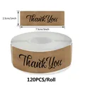 Rouleau de 120 étiquettes Thank You en papier kraft pour emballages et enveloppes - Style c508 Script Élégant / 120 Pièces/Paquet