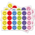 Detailed view of colorful 2.5cm circular smiley face reward stickers for kids and students - Multicolor Smiley Style (C681) / 11x18.5cm (Single Sheet) / Mix Colors