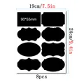 8er-Pack wasserdichte abwischbare schwarze PVC-Tafelaufkleber für Küchengläser - Blumen Oval Set (C798) / 8 Stück/Blatt (19x24cm)