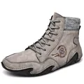 Botines Martin grises para hombre con cuello de punto y detalle de bordado de dragón - 38 / Gris