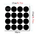 Set di 16 etichette adesive nere per lavagna tonde, 3,8 cm diametro, impermeabili - Piccolo Tondo (C796)