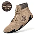 Elegantes botas Martin vintage para hombre con forro polar cálido en acabado caqui - Caqui Forro Polar