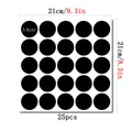 Set di 25 etichette rotonde nere per lavagna, 3,8 cm di diametro, foglio da 21x21 cm - Tondo Disposizione Quadrata (C806)