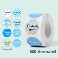 Blue floral and stripe Thank You stickers, 1 inch sealing labels, 500 per roll pack - Blue Plaid Series Style (C188C) / 500 Sheets/Roll (2.5cm/1inch)