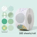 500 count roll of one inch green aesthetic pattern decorative sealing stickers for gift - Green Sunflower Series Style (C188D) / 500 Sheets/Roll (2.5cm/1inch)
