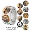 500pcs wild animal roll stickers for classroom rewards 1 inch round jungle decals - Realistic Jungle Animals (C10) / 25mm Diameter (500 Pcs/Roll)