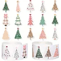 Detailansicht verschiedener bunter Weihnachtsbaum-Aufkleber-Designs auf zwei weißen Rollen - Weihnachtsbaum Aufkleber / 500 Stück/Packung