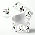 Detailed view of 1-inch panda reward stickers roll featuring positive English phrases - Panda Pattern (C78) / 25mm (500 Pcs/Roll)