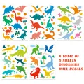 Detailed view of 5 sheets featuring colorful cartoon dinosaur wall decals for kids room - Set of 5 Sheets