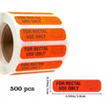 Detailed view of 500pcs waterproof rectal use only labels with dimensions 1.50x0.39in - Orange Style (C816) / 500 Pcs/Roll (3.8cm) / Orange