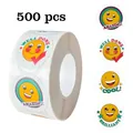 Close-up of smiley face reward sticker roll with 500 pieces for teachers and kids - Smile Pattern (C151) / 25mm (500 Pcs/Roll)