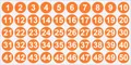 Autocollants ronds orange imperméables numérotés 1-50 pour le bureau et la maison - 1-50 Chiffres / 1.0cm / Orange