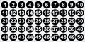 Ensemble d'autocollants numérotés ronds noirs 1-50 pour une organisation et marquage étanche - 1-50 Chiffres / 1.0cm / Noir