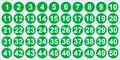 Pegatinas numéricas circulares verdes del 1 al 50 para etiquetado impermeable y organización - 1-50 Números / 1.0cm / Verde