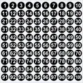 Pegatinas numéricas negras redondas impermeables y adhesivas del 1 al 100 para marcar - 1-100 Numbers / 1.0cm / Negro