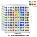 Holografische runde Nummernaufkleber 501 bis 600 zur Flaschenkennzeichnung v1 - Zahlen 501 bis 600 (C738)