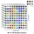 Holografische runde Nummernaufkleber 601-700 für Etiketten Organisation Nagellackflaschen - Zahlen 601 bis 700 (C739)