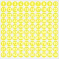 Juego de 100 pegatinas adhesivas redondas amarillas numeradas del 1 al 100 para marcar. - 1-100 Numbers / 1.0cm / Amarillo