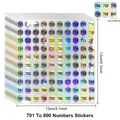 Holografische runde Nummernaufkleber 701 bis 800 für die Flaschenbeschriftung - Zahlen 701 bis 800 (C740)