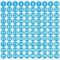 Etiquetas adhesivas circulares azules con números del 1 al 100 para organización - 1-100 Numbers / 1.0cm / Azul