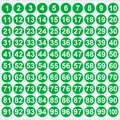 Juego de pegatinas adhesivas verdes con números blancos 1-100 para un fácil marcado - 1-100 Numbers / 1.0cm / Verde