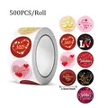 Detailed view of 500pcs Valentine's Day heart stickers roll with 1-inch round designs - Heart and Holiday Message Style (C116) / 500 Pieces/Pack (Diameter 2.5cm)