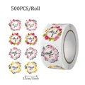Rollo de 500 pegatinas florales de agradecimiento, 2,5 cm para sellar regalos y DIY. - Paquete de 500 Unidades (2.5cm)