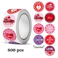 Pack of 500 Valentine's Day heart stickers roll with 8 romantic designs for gift wrapping - Heart Truck and Heart Lock Style (C647) / 500 Pieces/Pack (Diameter 2.5cm)