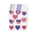 Patriottische hartstickers met Amerikaanse vlag voor Onafhankelijkheidsdag feestdecoratie. - 12x13.2cm/Vel / Hart Patroon (A2)