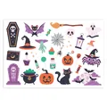 Halloween Cartoon Stickerbogen mit Kürbis, Geist und Katzenmotiven für DIY Bastelarbeiten - Halloween Cartoon Stil A (YJ-678-A)