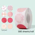 Detailed view of 1-inch round pink patterned sealing stickers, 500 sheets per roll - Pink Floral Series Style (C188E) / 500 Sheets/Roll (2.5cm/1inch)