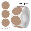 Rouleau de 500 autocollants ronds marron, diamètre de 2,5 cm - Couleur Papier Kraft