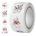 Detail view of cute cartoon cat and pug decorative round stickers for gift packaging on a roll - Cute Pet Heart LOVE Style (C83) / 25mm 500 Pcs/Roll