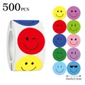 Roll of 500 colorful smiley face stickers, 1-inch size for rewards and decoration - C760 Style / 500 Stickers/Roll (2.5cm)