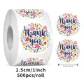Blumen-Dankeschön-Aufkleberrolle, 2,5 cm Durchmesser, 500 Etiketten für Geschenkversiegelung - Blumenstil (C21) / 500 Stück/Packung