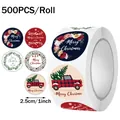 Close-up detail of 500PCS roll of Christmas stickers with various festive designs - Christmas Theme C276 / 25mm 500 Pcs/Roll
