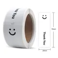 Rectangular white 'Thank You' stickers with smiley face, 76x25mm dimension - Smiley Thank You Style (C876) / 120 Pieces/Pack (76x25mm) / White